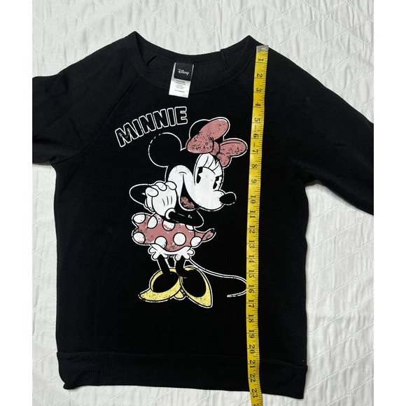Disney Minnie Mouse Graphic Black Crewneck Sweatshirt Pullover Girls'‎ Medium - Picture 10 of 11